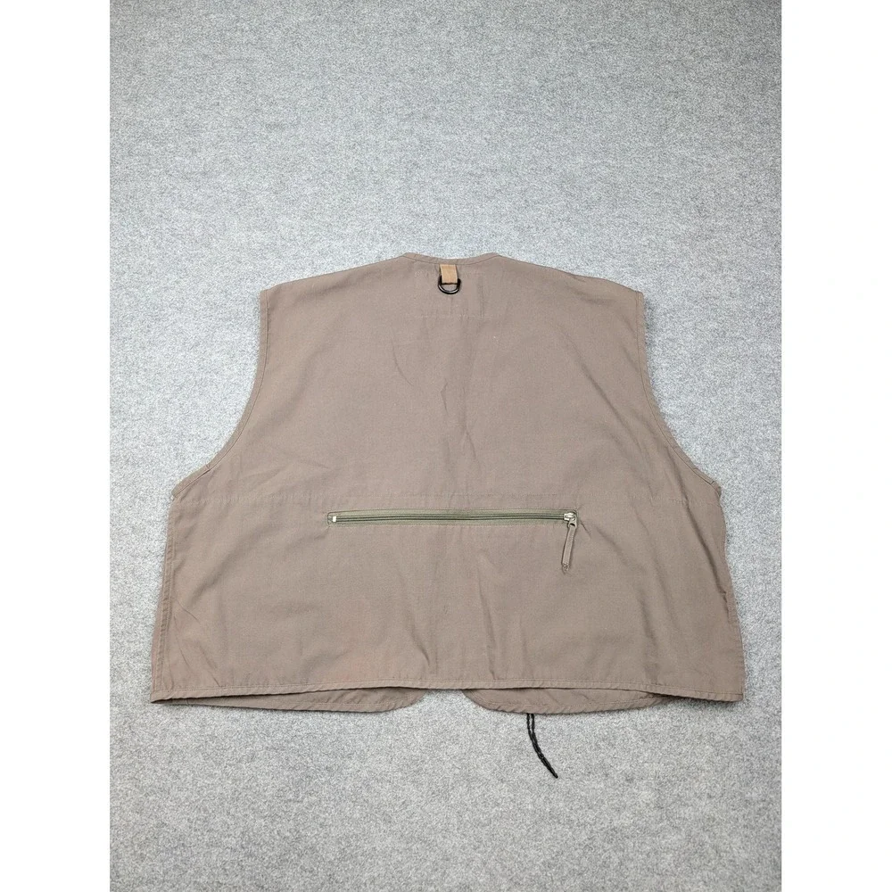 CUTTBOW GEAR Vest Mens XL Brown Fishing Hunting Full Zip Multi Pocket Utility